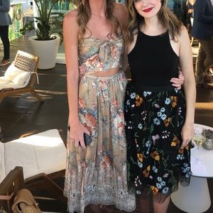 Zimmermann Floral Midi Dress in Tan and Cream